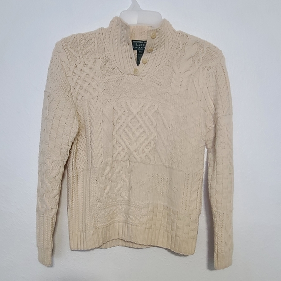 Lauren Ralph Lauren wool hand knit cream sweater - Picture 3 of 10